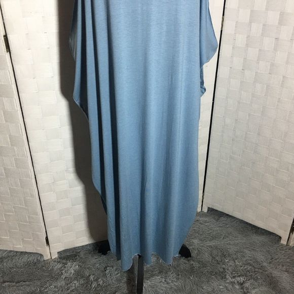Elena Side Slit Overlay Blue Dress Small - Picture 7 of 11